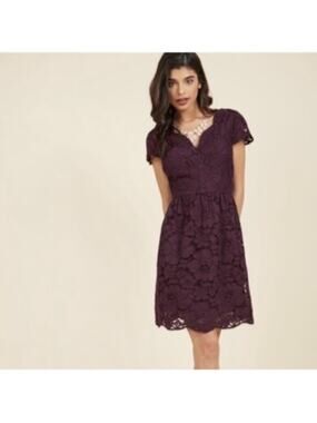 Wendy Bird Women's Eggplant Purple Lace Unrivaled Refinement Cocktail Dress Sz 8